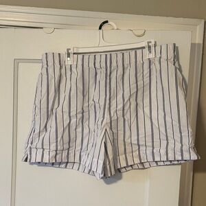 Abercrombie & Fitch White and Blue Striped Shorts
